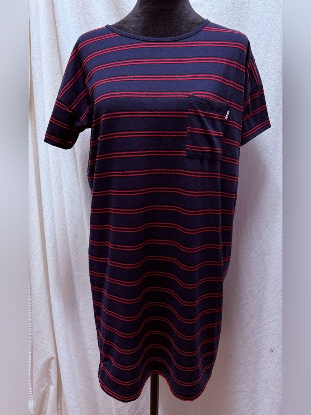 Vans Navy and Red Striped Pocket T-shirt dress